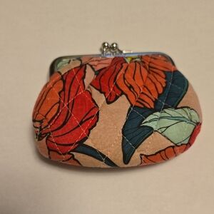 Vera Bradley Floral Quilted Coin Purse w/ Kiss Lock Closure